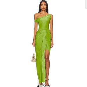 Elegant One-Shoulder Nellie Dress, Green, Deme by Gabriella